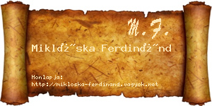 Miklóska Ferdinánd névjegykártya